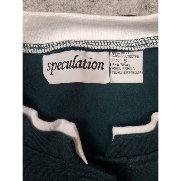 Women's Speculation Small Green Fall Leaf Embroidered Button Up Sweatshirt - Picture 4 of 8